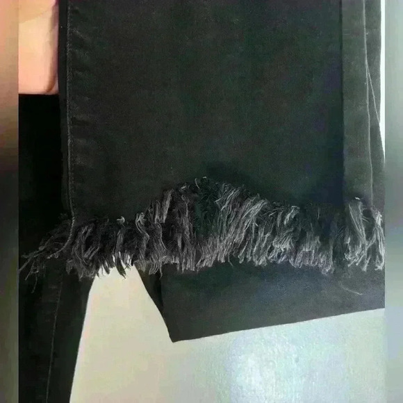 Women’s Peppered Denim black pants fringe ankle hem size 26 zip closure - Picture 6 of 15